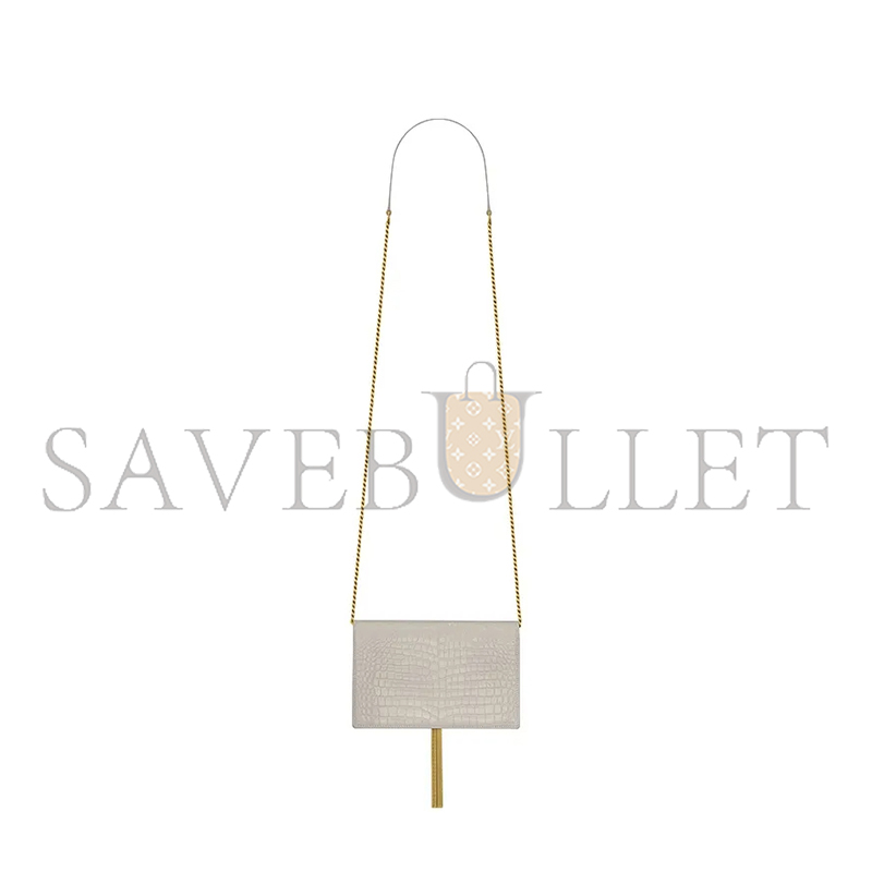 Y*L kate monogram tassel chain wallet in calfskin crocodile embossed 452159dnd1j9207 (19*12.5*4cm)